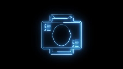 AI Face Scan Animation with Glowing Lines on Black Background - Powered by Adobe