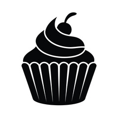 cupcake silhouette, dessert icon vector, sweet treat shape, cupcake top view, 