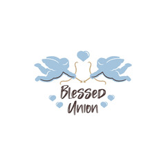 Blessed Union Logo. Simple Blessed Union logo for wedding service, romantic gift, invitation card or celebration branding. Vector illustration.