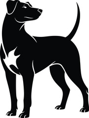 Silhouette of majestic dog, black and white illustration, pet artwork, animal vector, graphic design, perfect for stock, creative, marketing use