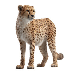 Fototapeta premium A majestic cheetah standing gracefully, isolated on transparent background