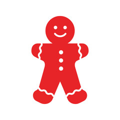 Red gingerbread man cookie illustration festive holiday treat christmas baking icon isolated on white background