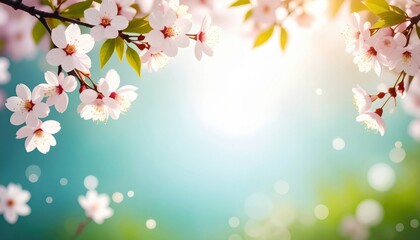 Fototapeta premium Blooming cherry blossoms tranquil park nature photography springtime serenity close-up view captivating floral beauty