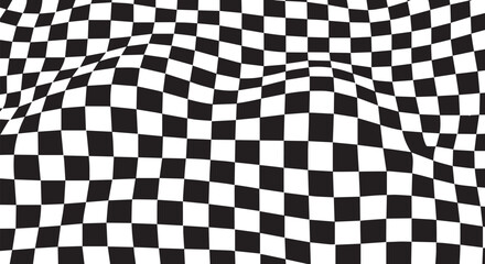 Obraz premium Distorted checkerboard pattern with a warped and undulating surface