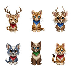 Fototapeta premium collection of cute cat icon sets png images