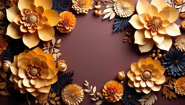 Elegant floral arrangement art studio paper crafting warm color palette top-down view creative inspiration for home decor
