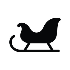 Black sleigh silhouette icon winter transport christmas holiday symbol festive design element isolated on white background