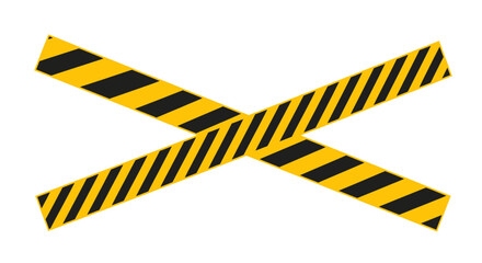 Caution tape forming an X with yellow and black stripes for danger, warning, or construction zones