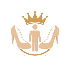 Crowned figure between high heels