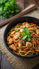 This photo features a gourmet Italian pasta dish with green vegetables, delicious shrimp, and a creamy sauce