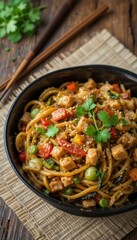 This photo features a gourmet Italian pasta dish with green vegetables, delicious shrimp, and a creamy sauce