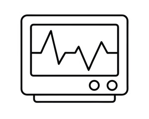 Minimalist thin line illustration of an electrocardiogram ecg machine for medical and healthcare design projects