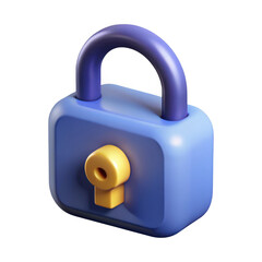A blue padlock isolated on transparent background