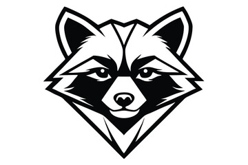 Stylized raccoon head emblem in black and white with angular details is captured perfectly