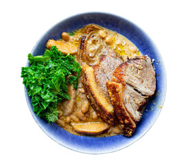 roasted pork shoulders with mustard apples beans 
