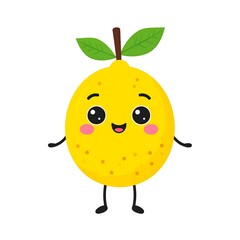 Obraz premium Cute cartoon lemon with big eyes
