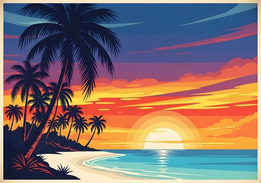 Vintage Tropical Island Poster