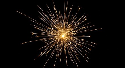 Fototapeta premium Radiant golden sparkler bursts forth, illuminating the darkness with festive brilliance