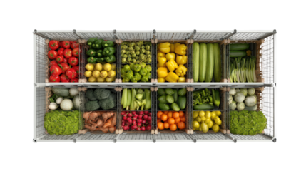 Compact packing house for seasonal produce with temporary setup top view isolated on a Transparent background, PNG file.