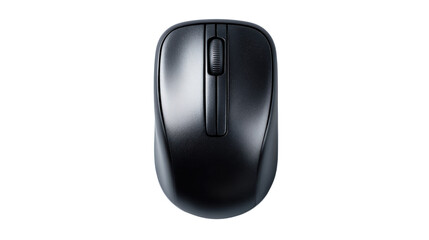 Compact travel mouse top view on clean portable gadget concept isolated on a Transparent background, PNG file.