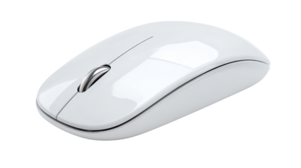 Compact travel mouse top view on clean portable gadget concept isolated on a Transparent background, PNG file.