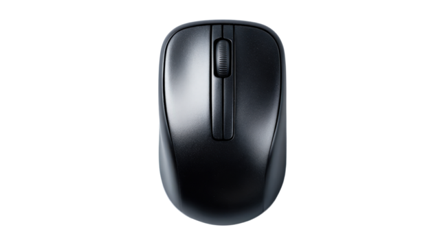 Compact travel mouse top view on clean portable gadget concept isolated on a Transparent background, PNG file. - Powered by Adobe