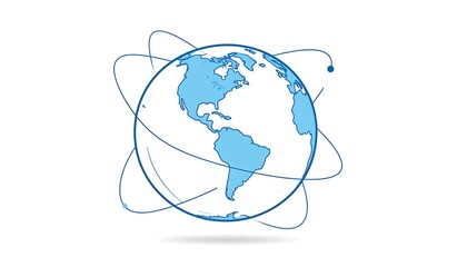 Earth with orbital lines, simple graphic design