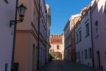 Żydowska Street leads from Market Square. Jewish settlement in city was concentrated around it. Tarnów, Poland.