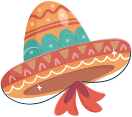 Colorful sombrero with decorative patterns and ribbons.