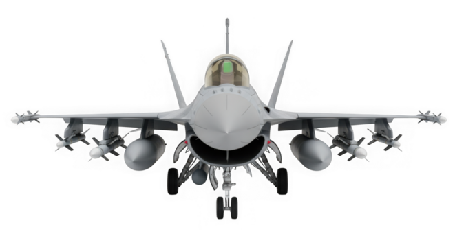 Modern military fighter jet with missiles isolated on transparent background providing a powerful and technologically advanced defense
