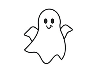 Naklejka premium Spooky halloween ghost outline design with classic font elements for festive decorations