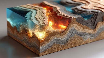 Layered earth cross-section in resin