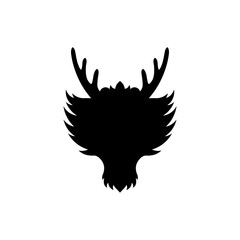 Front view chinese dragon head silhouette vector flat design on white background.