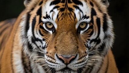 Naklejka premium Close-up Portrait of a Tiger with Intense Eyes