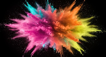 Vibrant Chromatic Explosion: Abstract Color Burst on Black Background