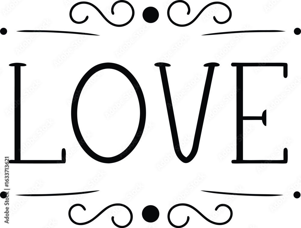 Aufkleber artistic love typography print design featuring elegant text elements and a clean aesthetic isolated