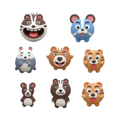 Fototapeta premium ICON SET FUNNY ANIMAL PNG