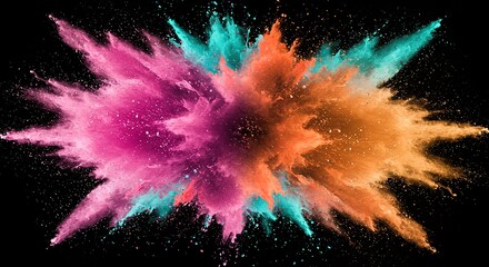 Chromatic Supernova: A Vibrant Burst of Pink, Orange, and Teal Pigment