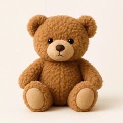 Brown Teddy Bear on Clean Solid Background