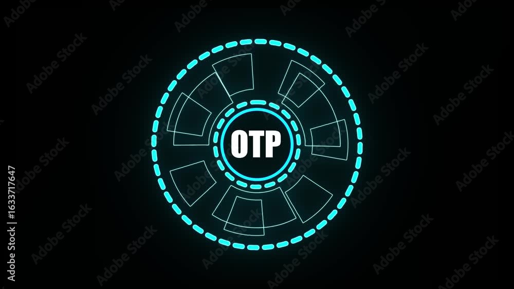 Aufkleber futuristic neon blue circular hud element with number otp on black background technology interface .
