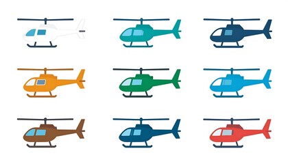 Colorful helicopter illustrations