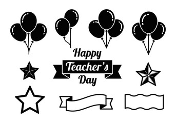 Vector art of happy teachers day design with balloons and stars isolated on white background vector