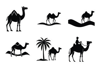 Travel camel vector pack silhouette 