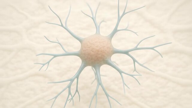 3D Rendering of Glial Cell, Microscopic View, Medical Visualization
