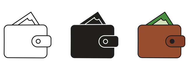 Electronic wallet line icon. cash, electronic money, currency, business, investments, online banking, cryptocurrency. Vector illustration .