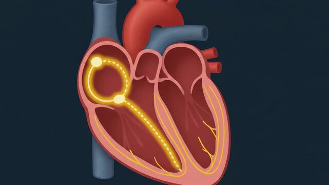 Heart Anatomy and Electrical Conduction System Illustration