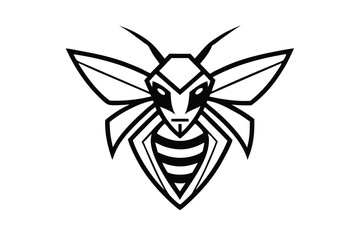 Intricate monochrome bee emblem conveys bold symbolism with precise delineation and striking appeal