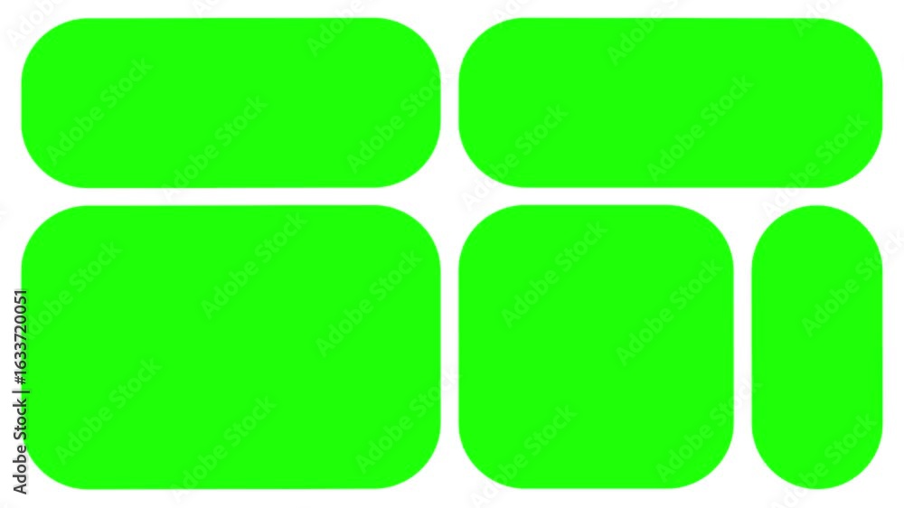 Poster collage or grid green screen 4k animation native design elements, simple bento grid ui layout design
