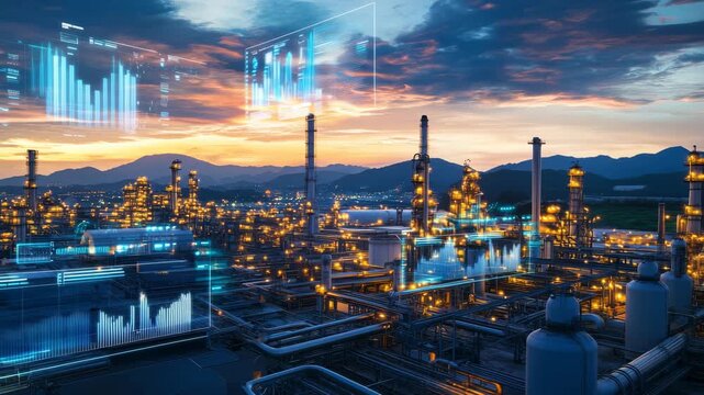 Industrial Plant with Digital Overlays Smart Factory Automation