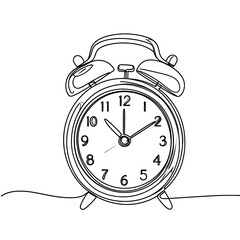 Continuous line drawing of an alarm clock